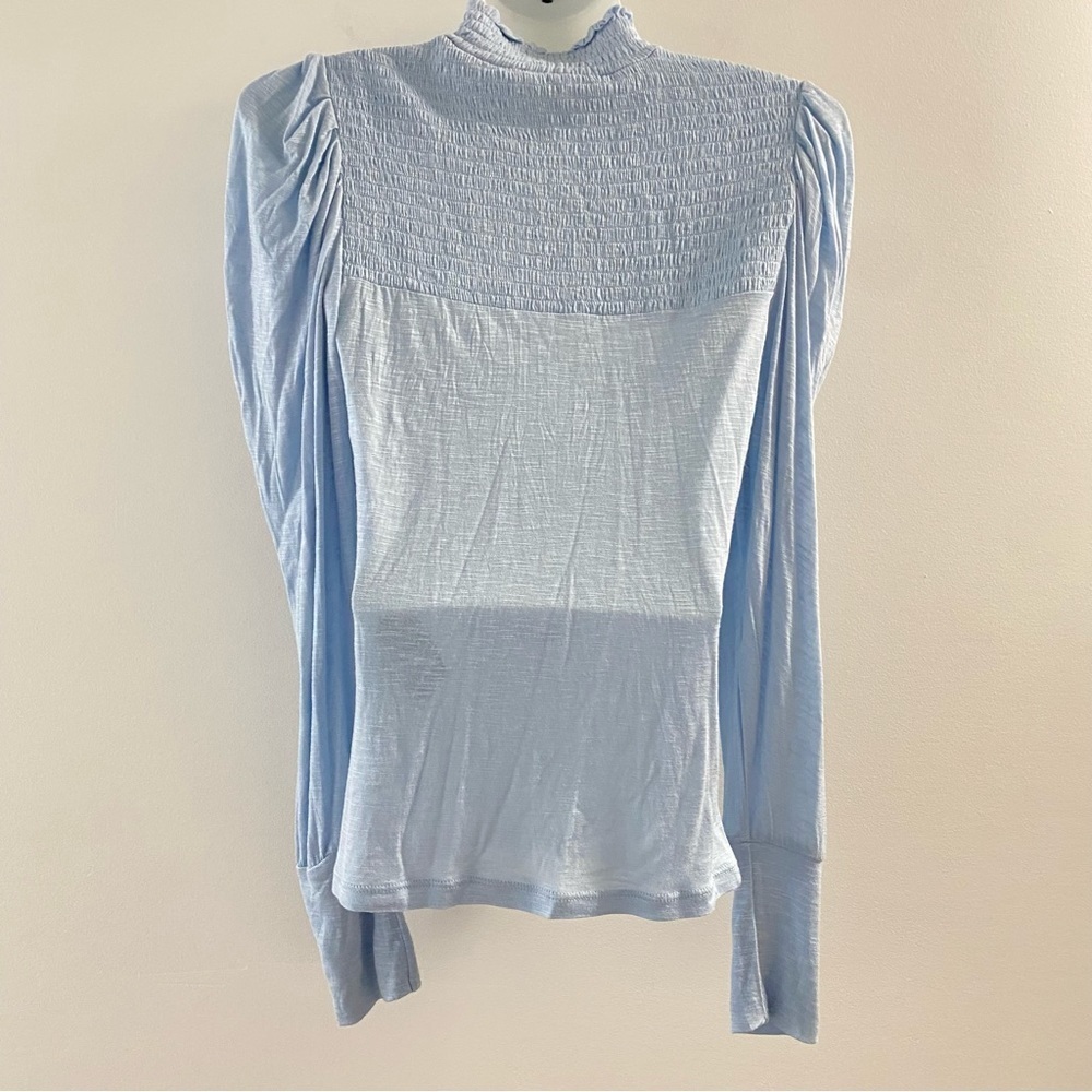 7 for all mankind blouse burnout smocked faux turtleneck - Picture 4 of 12